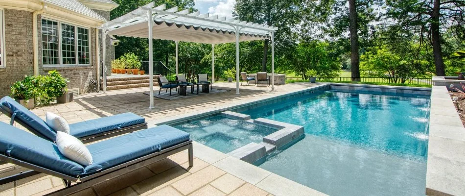 Pool and patio at a home in Decatur, AL.